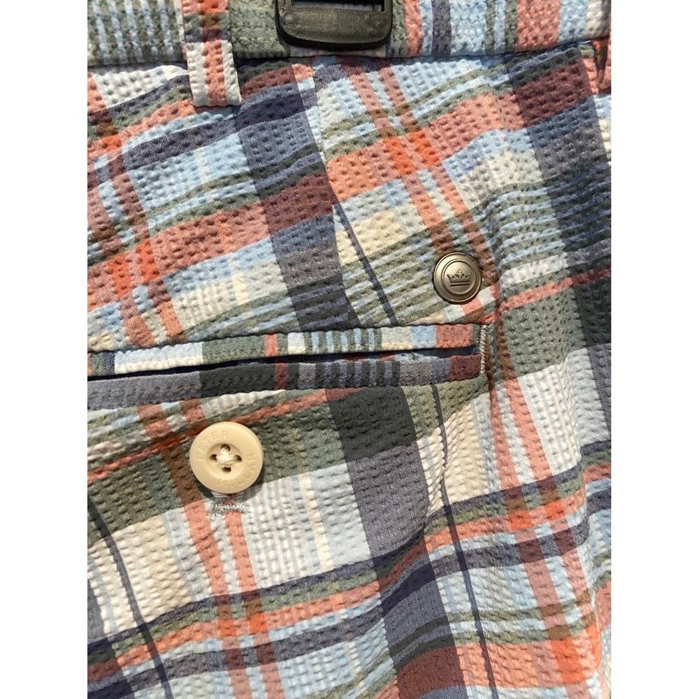 Peter Millar Crown Crafted Plaid Golf Shorts Mens Size 38 Seersucker Textured - Picture 7 of 8